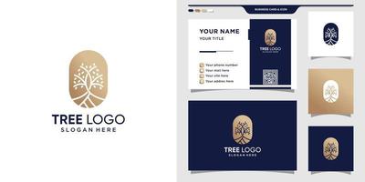 Tree logo with modern style concept. Tree logo template and business card design Premium Vector