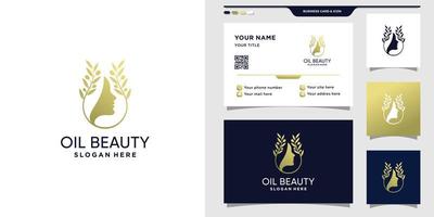 Olive tree logo with woman face. Oil beauty logo and business card design Premium Vector