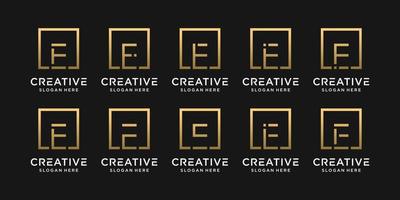 Set of creative monogram logo design initial letter E with square style. vector