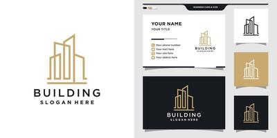 Building logo design with business card template. Logo design inspiration, illustration Premium Vector