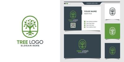 logotipo de árbol simple y elegante y diseño de tarjeta de visita vector premium