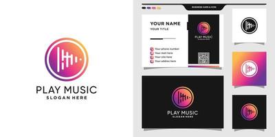 Play music logo with circle concept and business card design vector