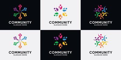 Set of creative community logo design collection for team and people family vector