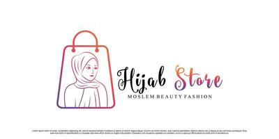 tienda de hijab o diseño de logotipo de tienda de hijab con vector premium de concepto moderno creativo