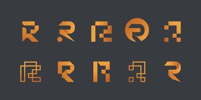 conjunto de plantilla de diseño de logotipo de letra inicial de monograma r. iconos para vector premium de negocios