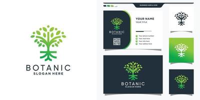 Tree logo with creative concept and business card design Premium Vector