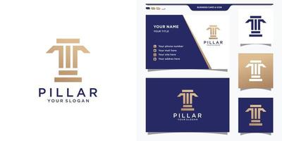 Pillar logo template with creative concept and business card design. Logo design inspiration Premium Vector