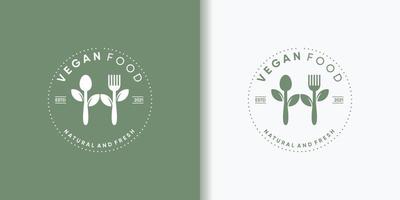 diseño de logotipo de comida simple y elegante para vegetarianos con concepto de círculo vector
