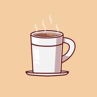 A cup of hot coffee cartoon icon illustration vector