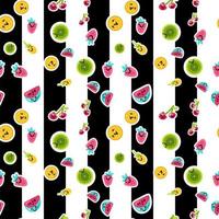 Fruits characters seamless color vector pattern