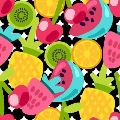 Fruits color seamless vector pattern