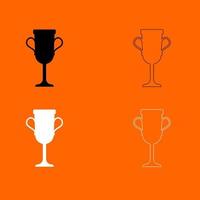 Trophy cup icon white black color vector illustration image flat style