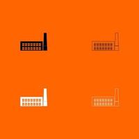 Industrial building factory black and white set icon vector