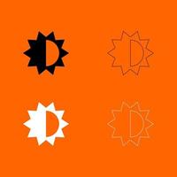 Brightness and contrast setting black and white set icon . vector