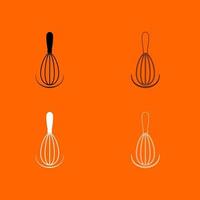 Whisk black and white set icon . vector
