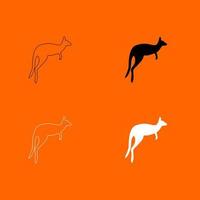 Kangaroo black and white color set icon . vector