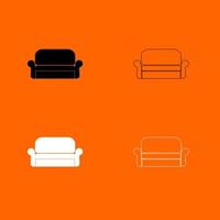 Sofa icon white black color vector illustration image flat style