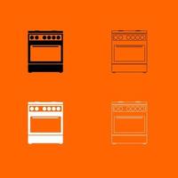 estufa de cocina icono blanco negro color vector ilustración imagen estilo plano