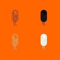 Bacteria black and white color set icon . vector