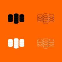 Coins black and white set icon . vector
