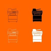 Multifunction printer or automatic copier black and white color set icon . vector