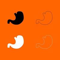 Stomach black and white set icon . vector
