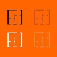 Flat project apartment grey set  icon . vector