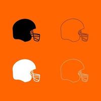 American football helmet black and white set icon . vector