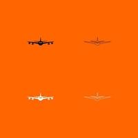 Airplane black and white set icon vector