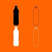 agua, botella plástica, blanco y negro, conjunto, icono vector