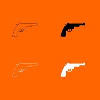 Gun revolver black and white color set icon . vector