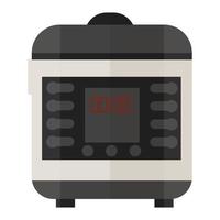 Slow cooker in vector design isolated on white background in grey colors. Electronic, technology, smart home, kitchen equipment. Graphic object in flat style.