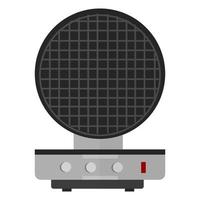 una plancha de gofres redonda de acero inoxidable en un diseño vectorial de estilo plano. ilustración gráfica de equipo de cocina, máquina eléctrica para postres aislado sobre fondo blanco. vector