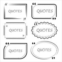 Set of quote frames isolated on white background vector stock illustration. Graphic border simple design for note, sayings, stylish objects.