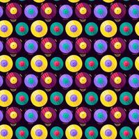 Funny Colorful Musical Vinyl Record Vector Pattern