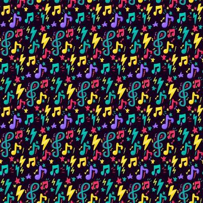 Colorful Design Musical Note Flat Seamless Pattern