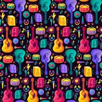 Colorful Musical Instrument Flat Seamless Pattern vector