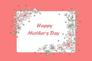 Mother's Day greeting card with pink flowers. Poster or banner template. vector