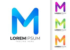 plantilla de diseño de logotipo de letra m. tipografía creativa moderna de moda m y degradado colorido vector