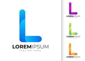 plantilla de diseño de logotipo de letra l. tipografía creativa moderna de moda l y degradado colorido vector