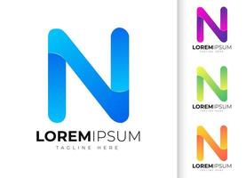 plantilla de diseño de logotipo de letra n. tipografía creativa moderna de moda n y degradado colorido vector