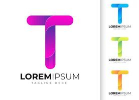 plantilla de diseño de logotipo de letra t tipografía t de moda moderna creativa y degradado colorido vector