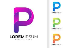 plantilla de diseño de logotipo de letra p. tipografía creativa moderna de moda p y degradado colorido vector