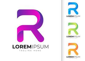 plantilla de diseño de logotipo de letra r. tipografía r de moda moderna creativa y degradado colorido vector