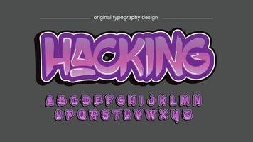 purple graffiti 3d artistic typography vector