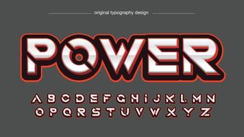 red and white chrome futuristic sliced sports artistic font vector