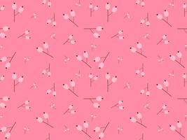 flower cartoon character seamless pattern on pink background vector