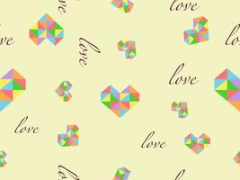 Heart cartoon character seamless pattern on yellow background. vector