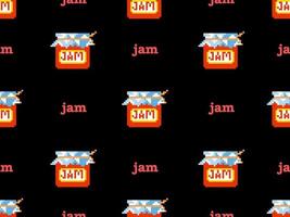 jam cartoon character seamless pattern on black background.Pixel style vector