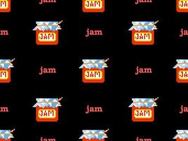 jam cartoon character seamless pattern on black background.Pixel style vector